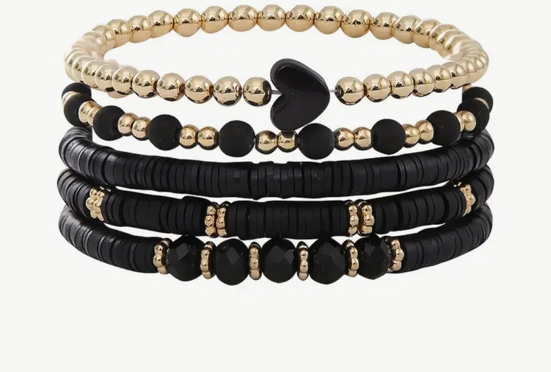 Lot de 5 bracelets en pierre Heishi