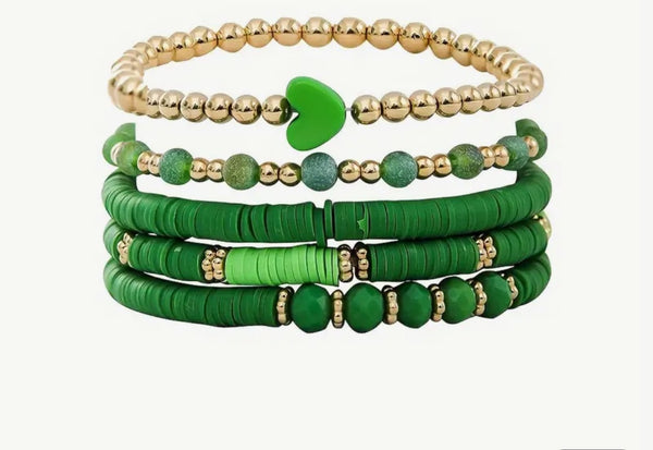 Lot de 5 bracelets en pierre Heishi