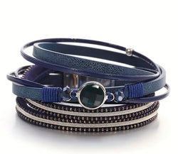Bracelet aigue marine en cuir